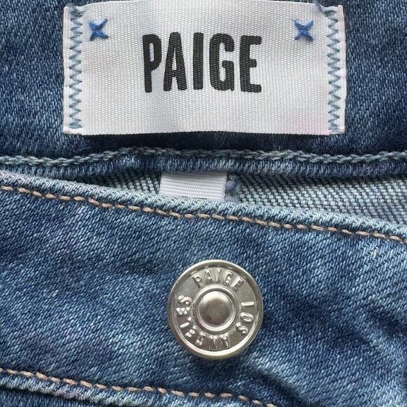 PAIGE HIGH RISE STRAIGHT STELLA CROPPED JEANS IN CEYLON DESTRUCTED NWT SIZE 27‎ - Picture 8 of 16